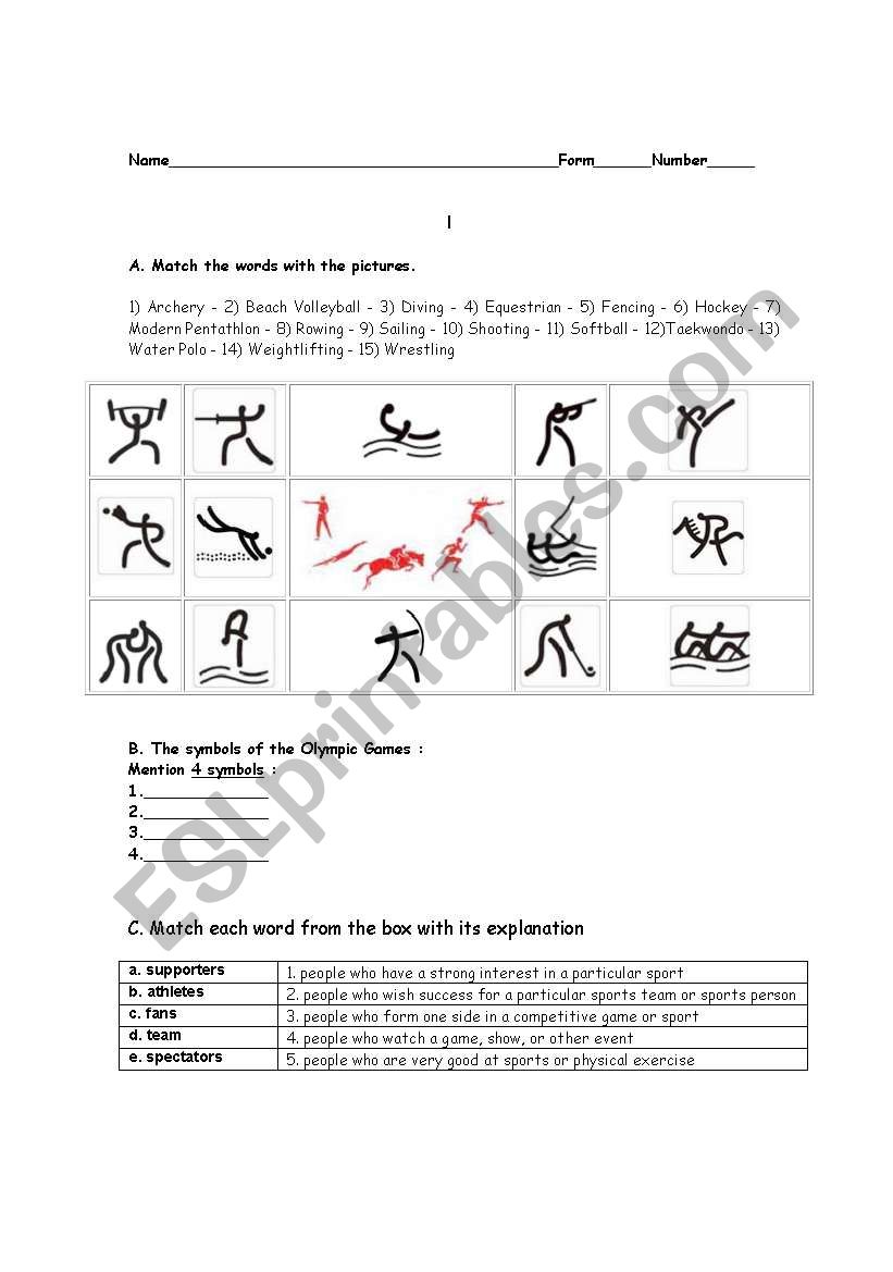  SPORTS worksheet