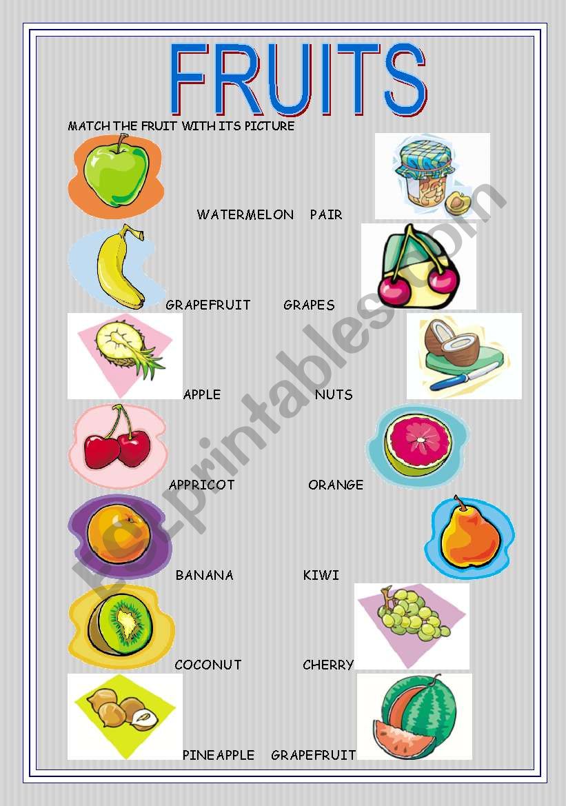 fruits worksheet