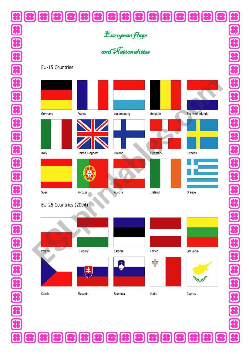 Europeand flags and nationalities