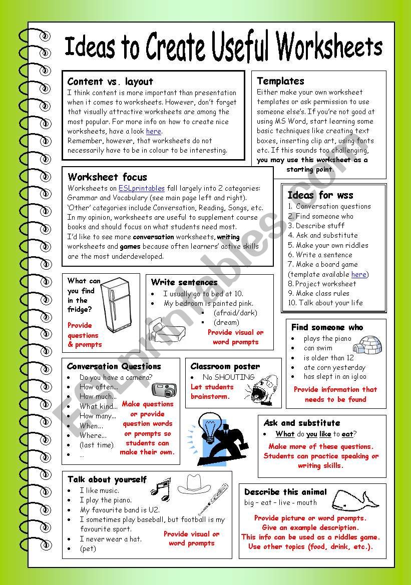 Ideas to Create Useful Worksheets