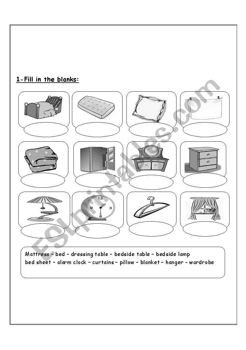 Bedroom worksheet