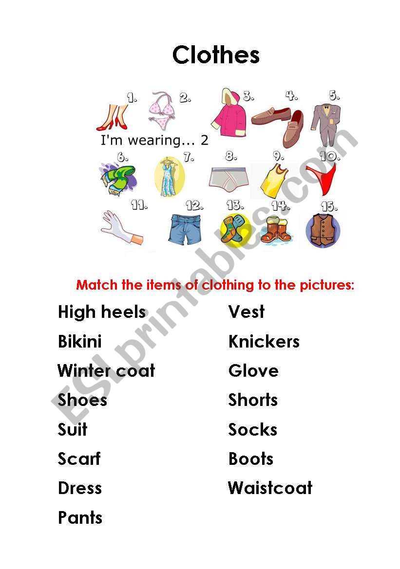 clothes worksheet