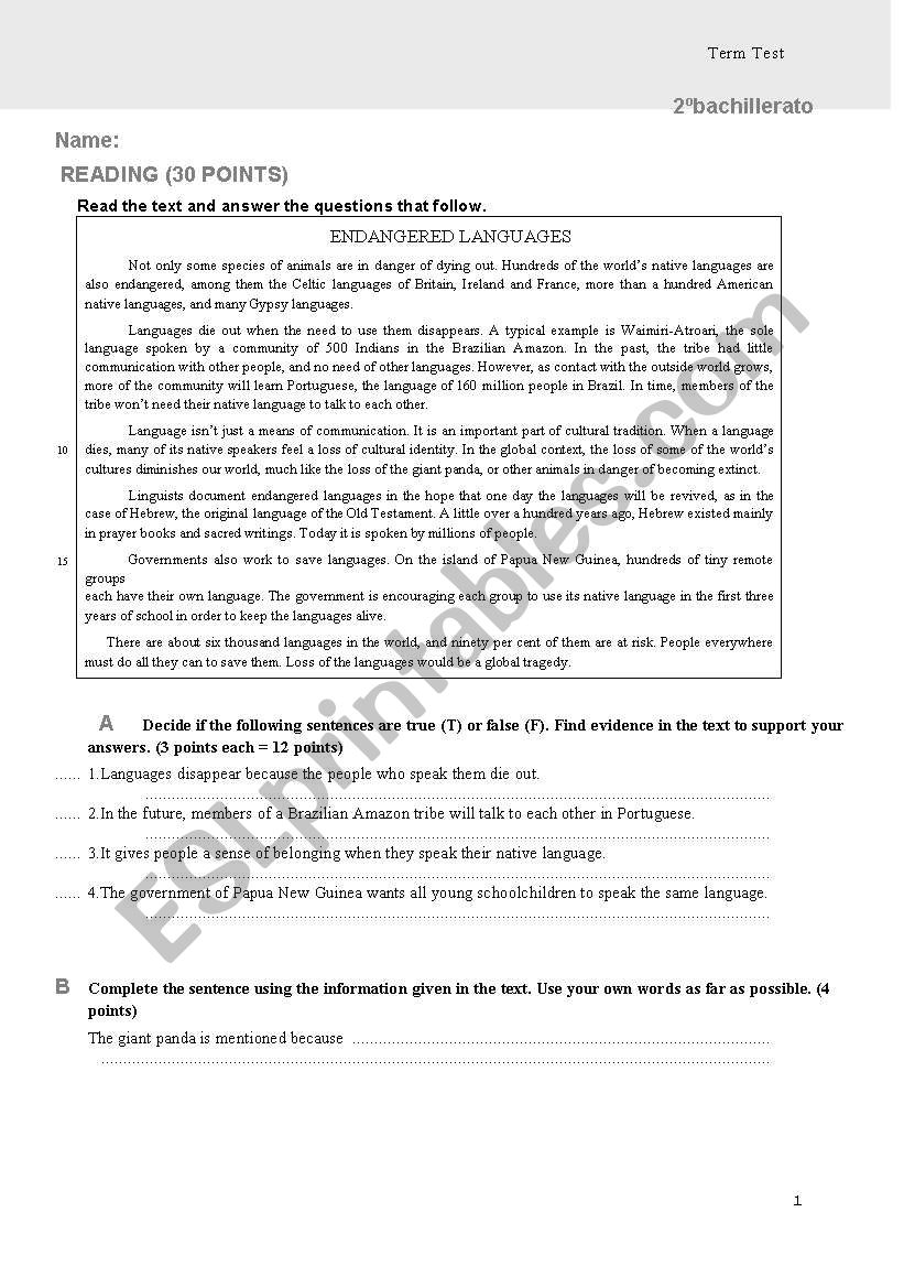 first term 2bachillerato (test -intermediate)