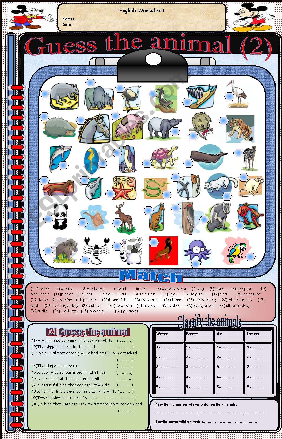 Guess the animal (part 2) worksheet