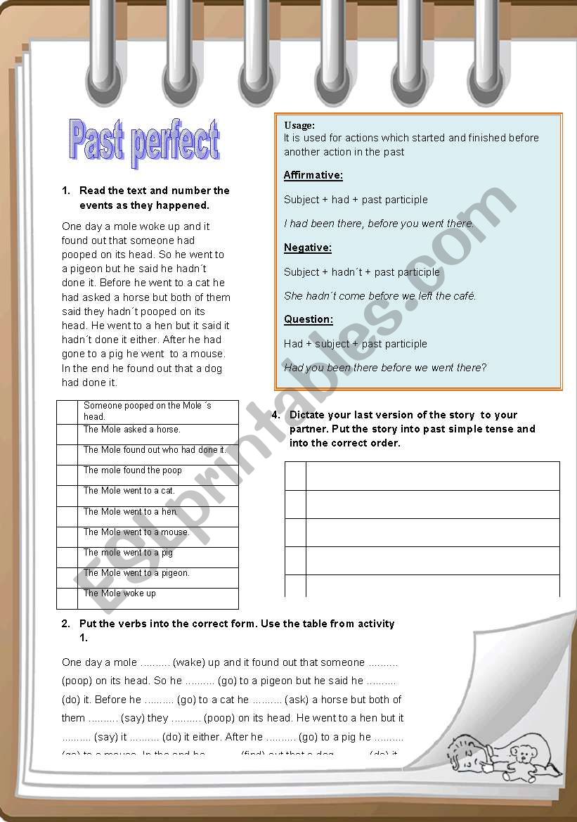 Past perfect worksheet