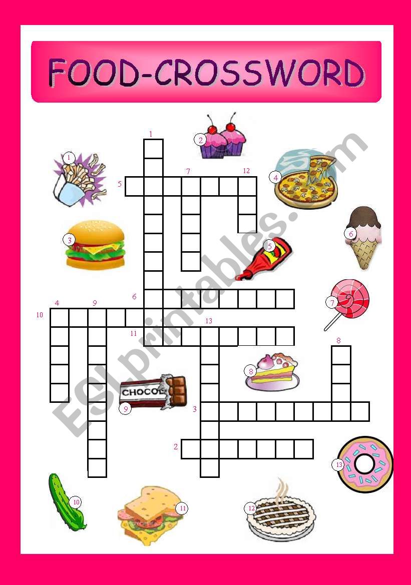 food-crossword worksheet