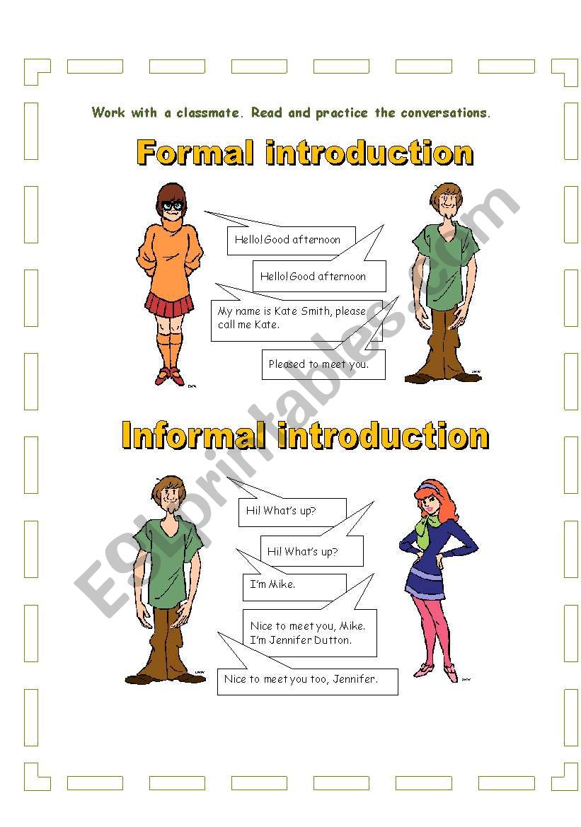 Formal and informal introductions and greetings