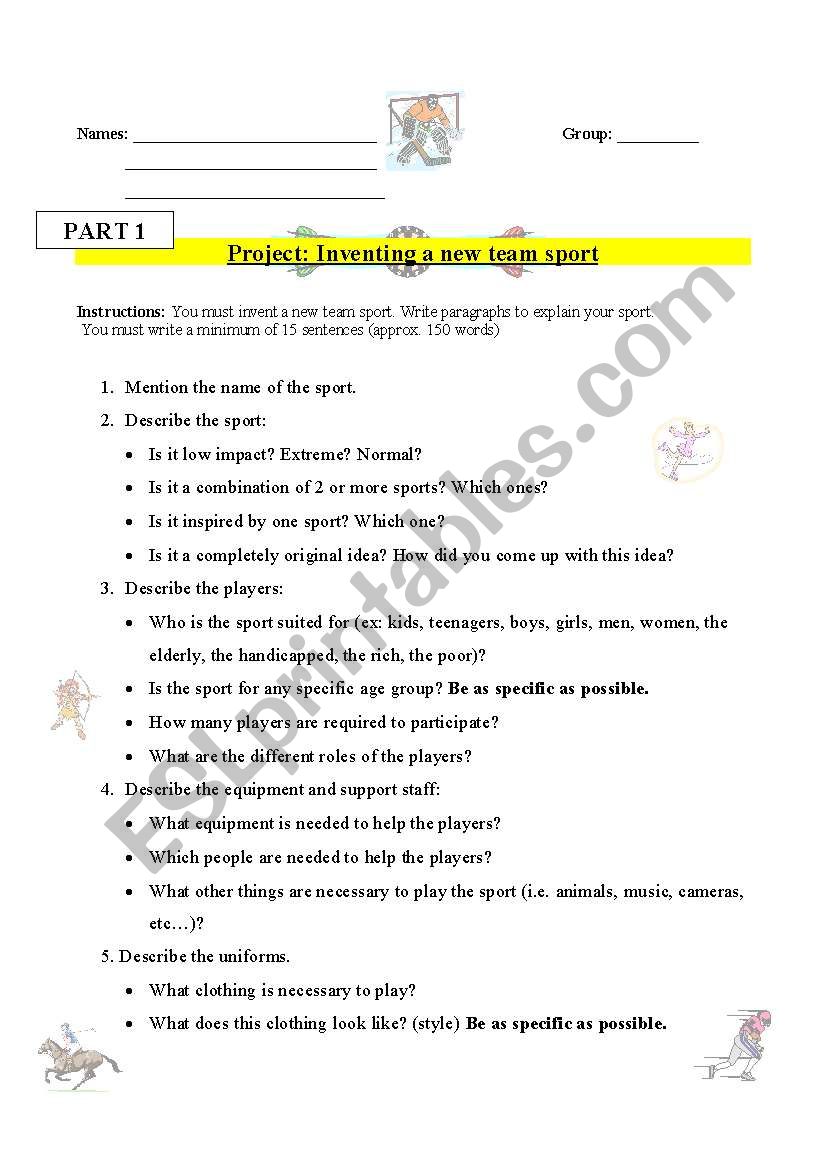 Create a New Sport!!! worksheet