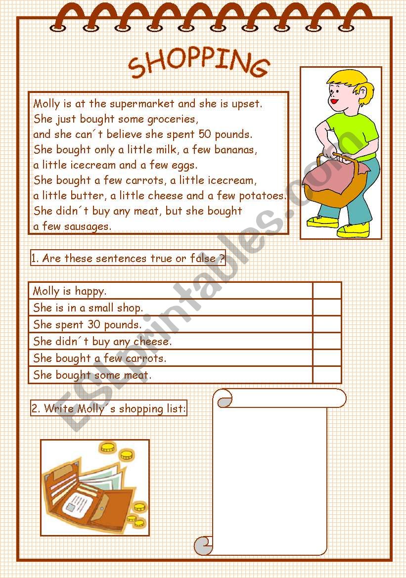 SHOPPING worksheet