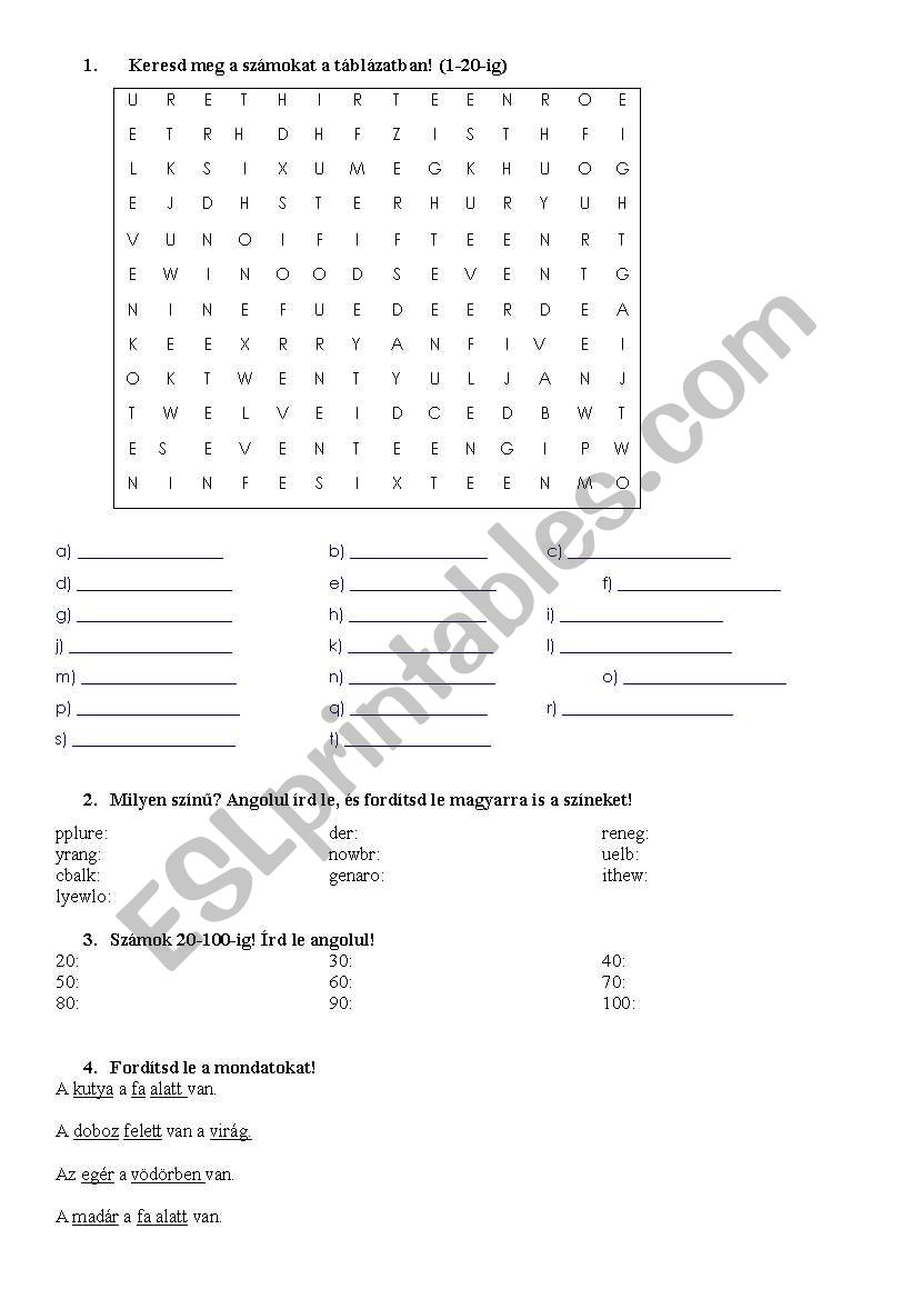 number and colour worksheet