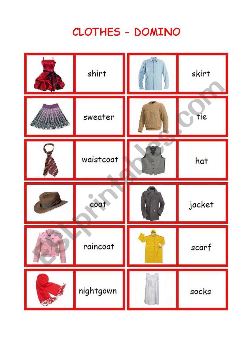 Clothes Domino worksheet