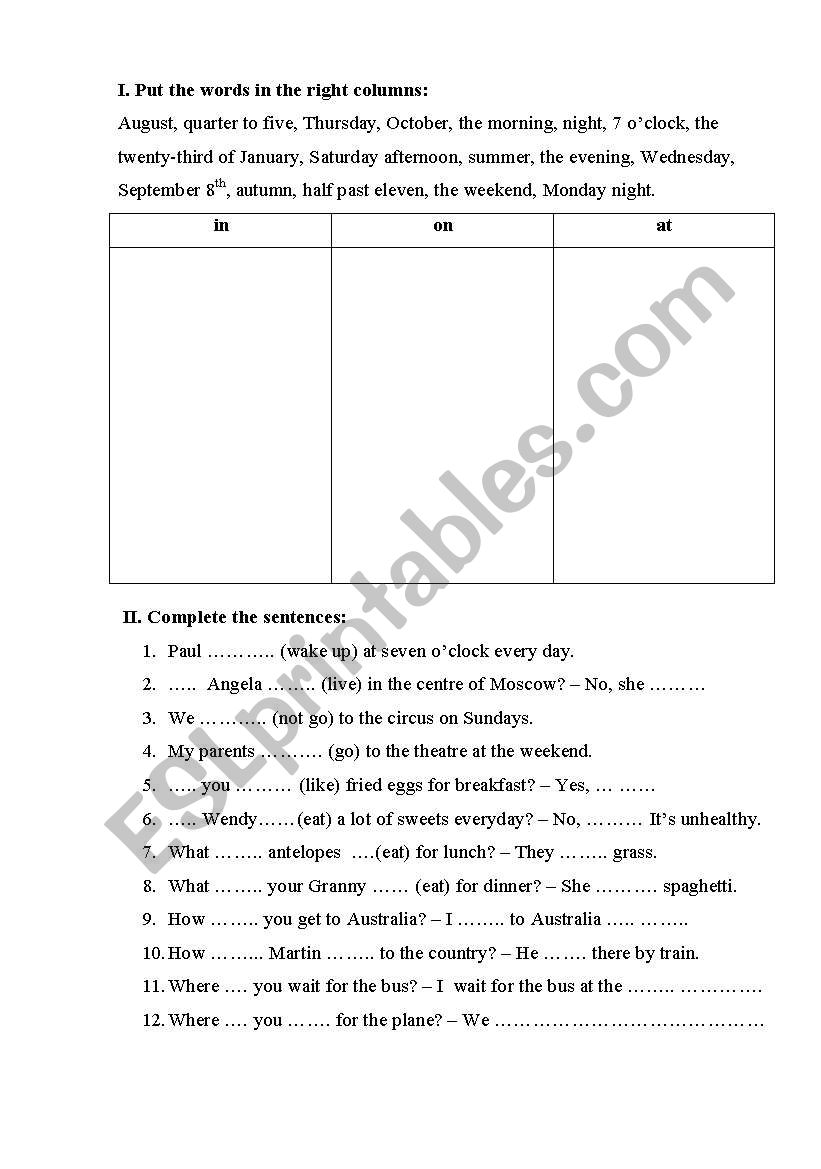 Present Simple worksheet