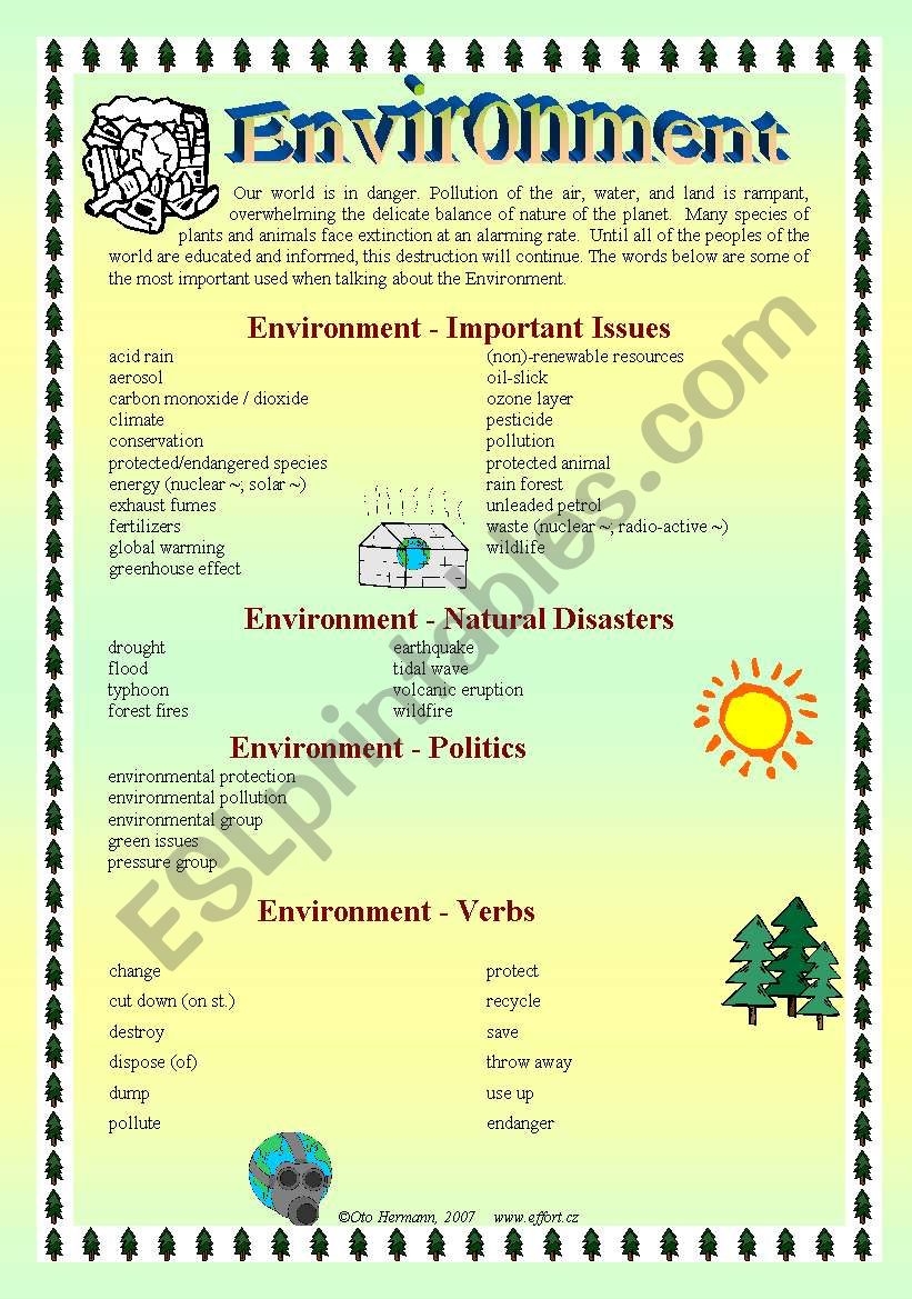 Environment Vocabulary worksheet