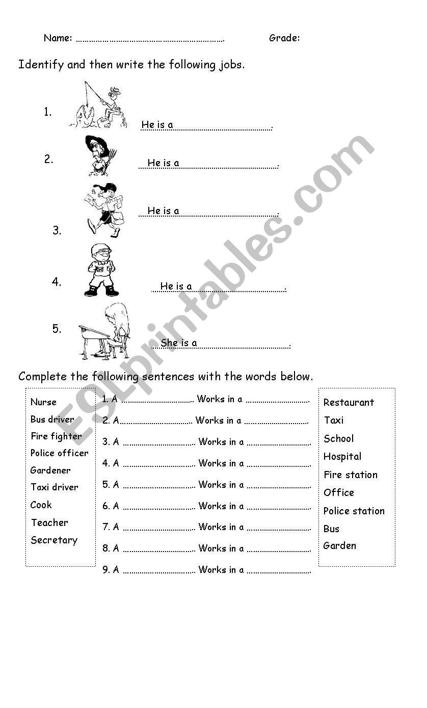 Jobs worksheet