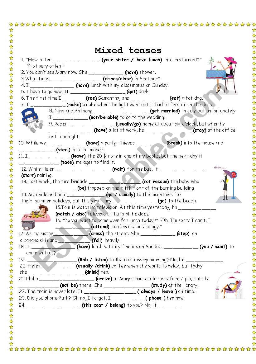 Mixed tenses worksheet