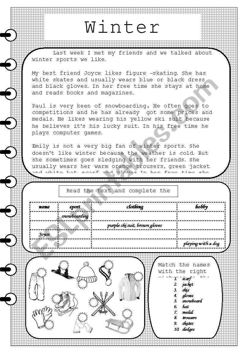Winter sports (editable with key)