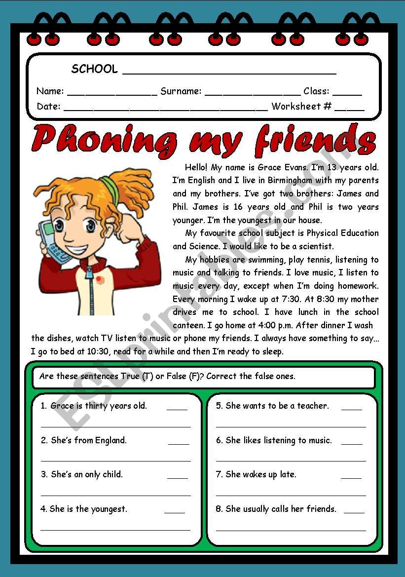 PHONING MY FRIENDS ( 2 PAGES )
