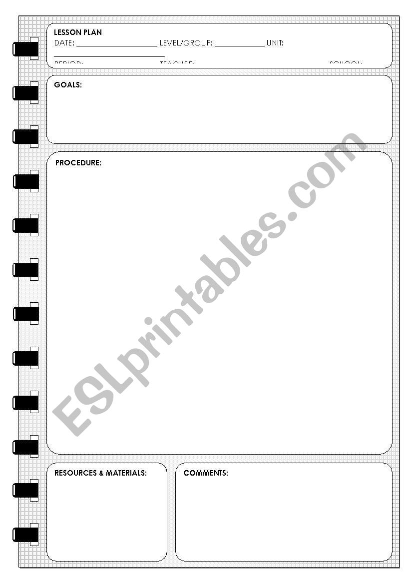 LESSON PLAN TEMPLATE worksheet