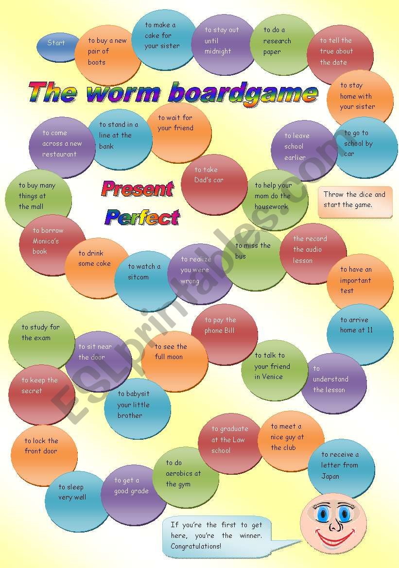 Worm boardgame - Present Perfect (fully editable)