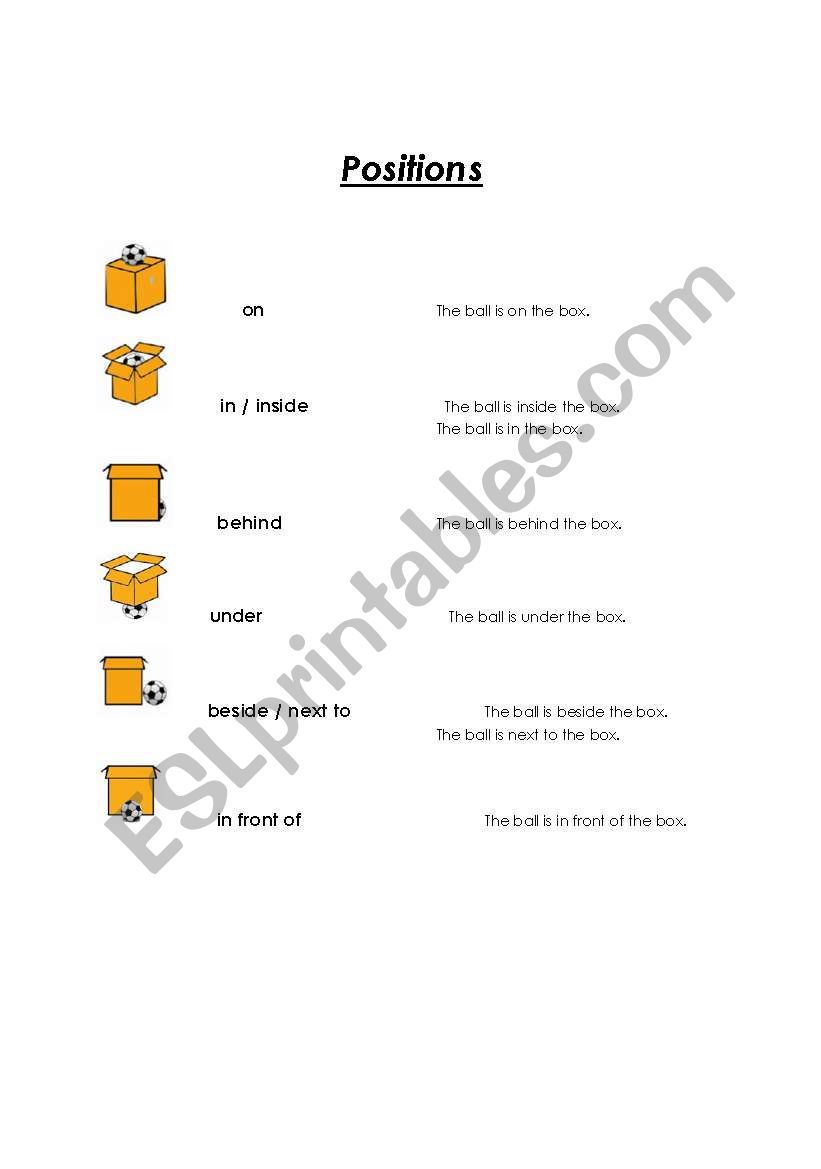 Positions Vocab and Sample sentences