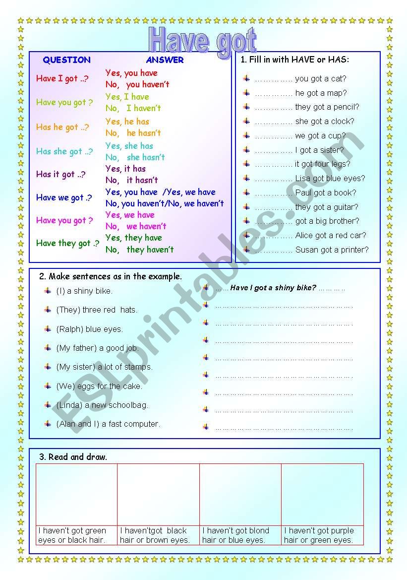 HAVE GOT (Interrogative) worksheet