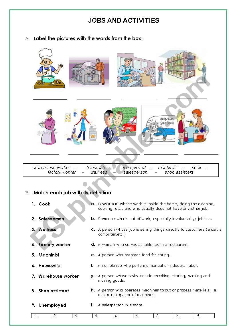 JOBS worksheet