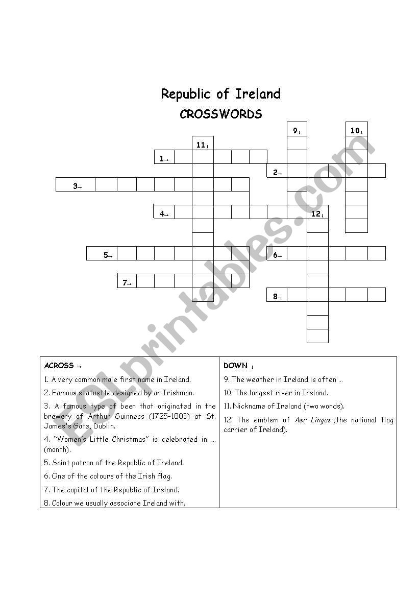 Republic of Ireland worksheet