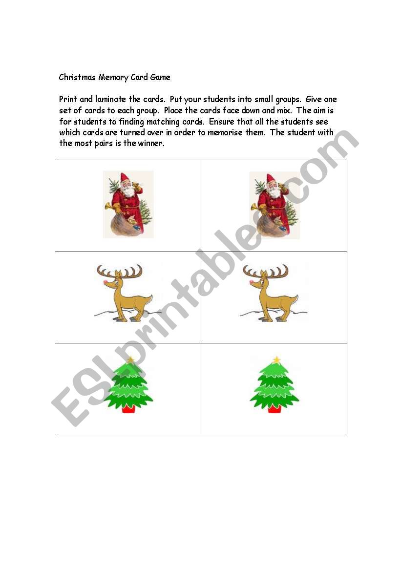 Christmas Memory Card Game part 2