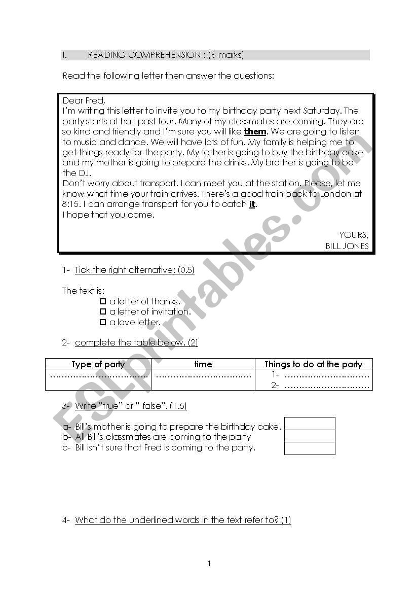 end of term test n2 7th form worksheet