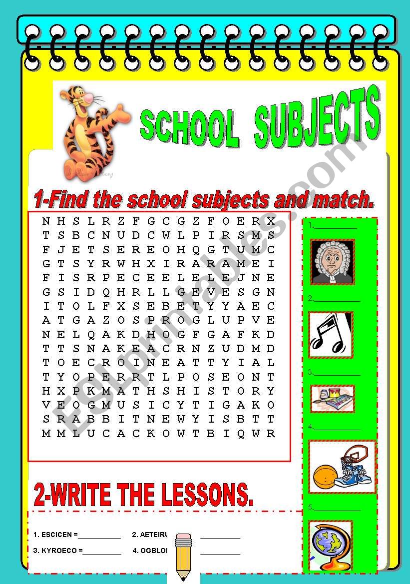 SCHOOL SUBJECTS worksheet