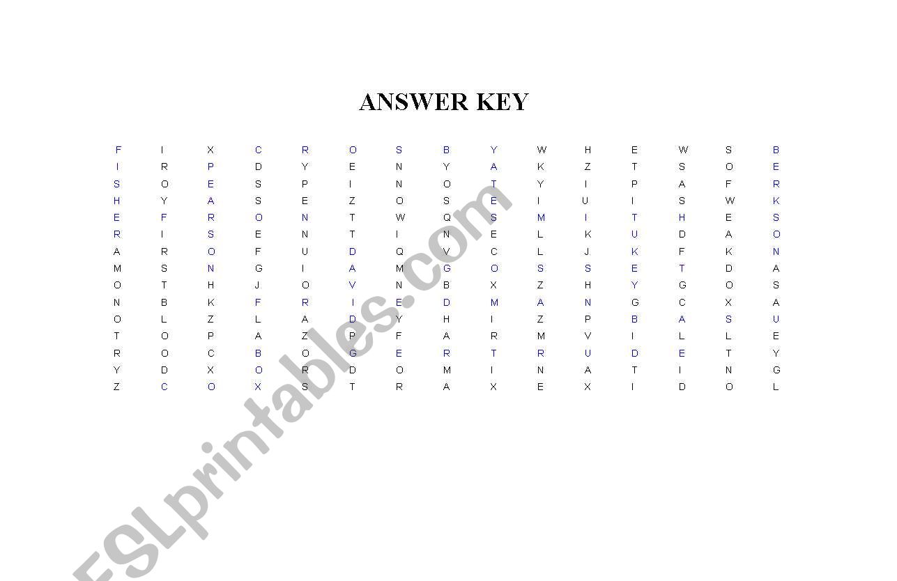 crossword puzzle worksheet