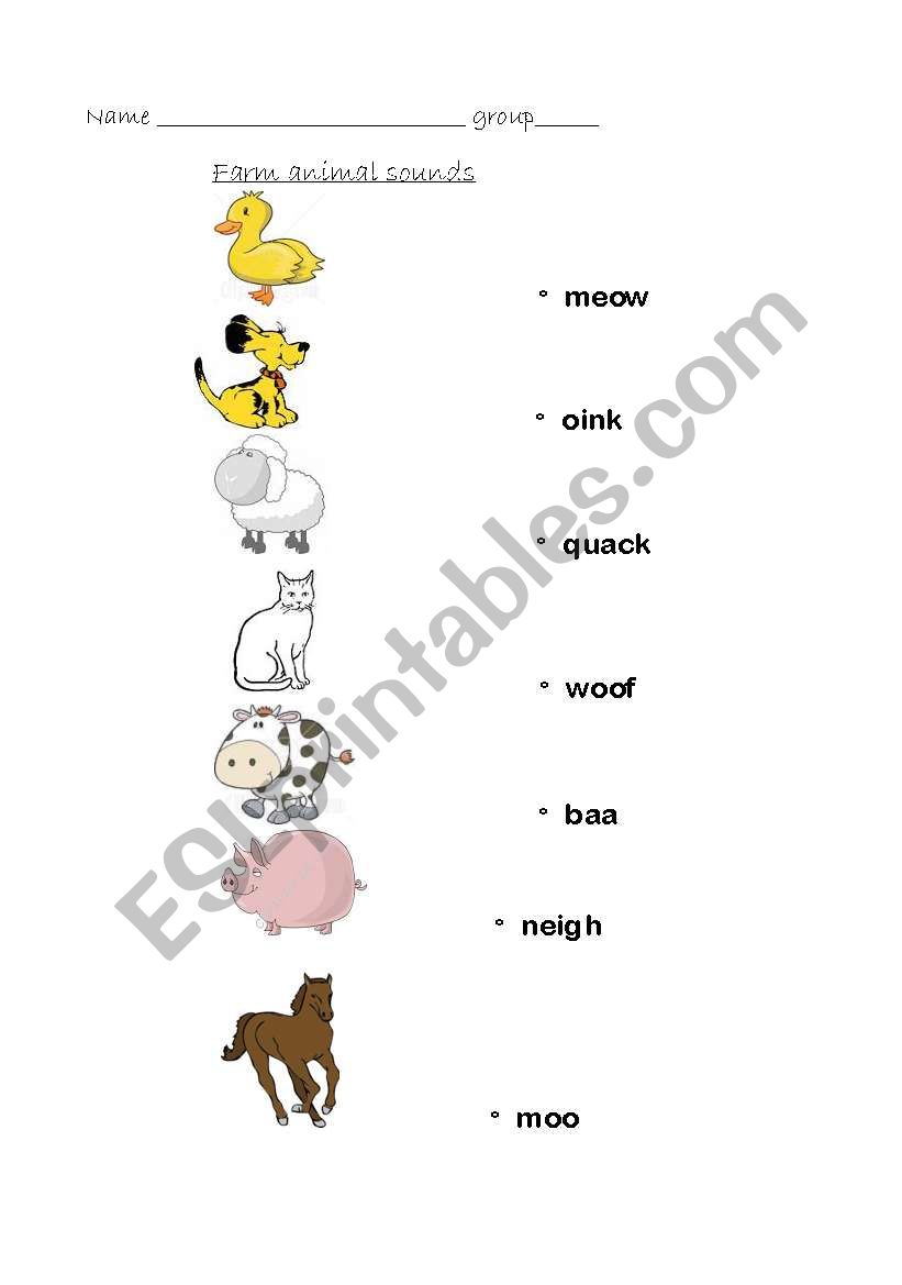 ANIMALS AND THEIR SOUNDS worksheet