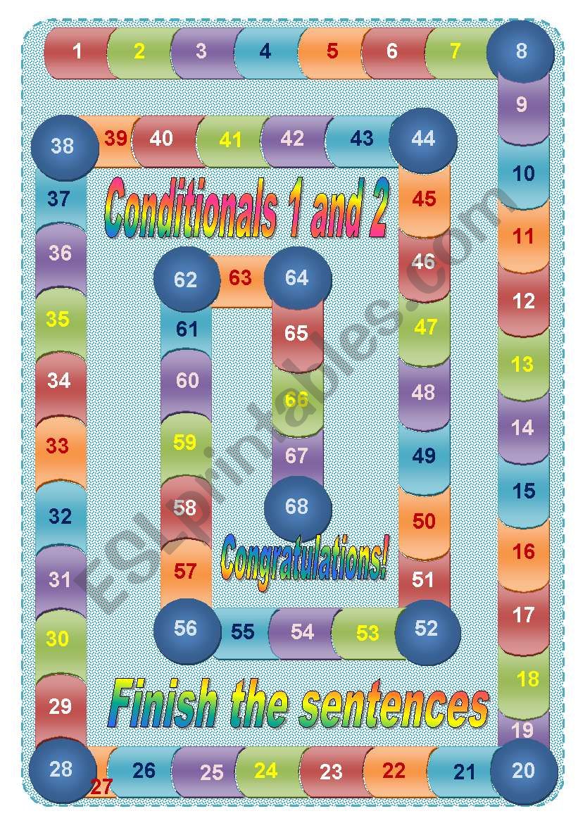 Pipes boardgame  + 68 cards - Conditionals 1 and 2 - 5 pages (fully editable)