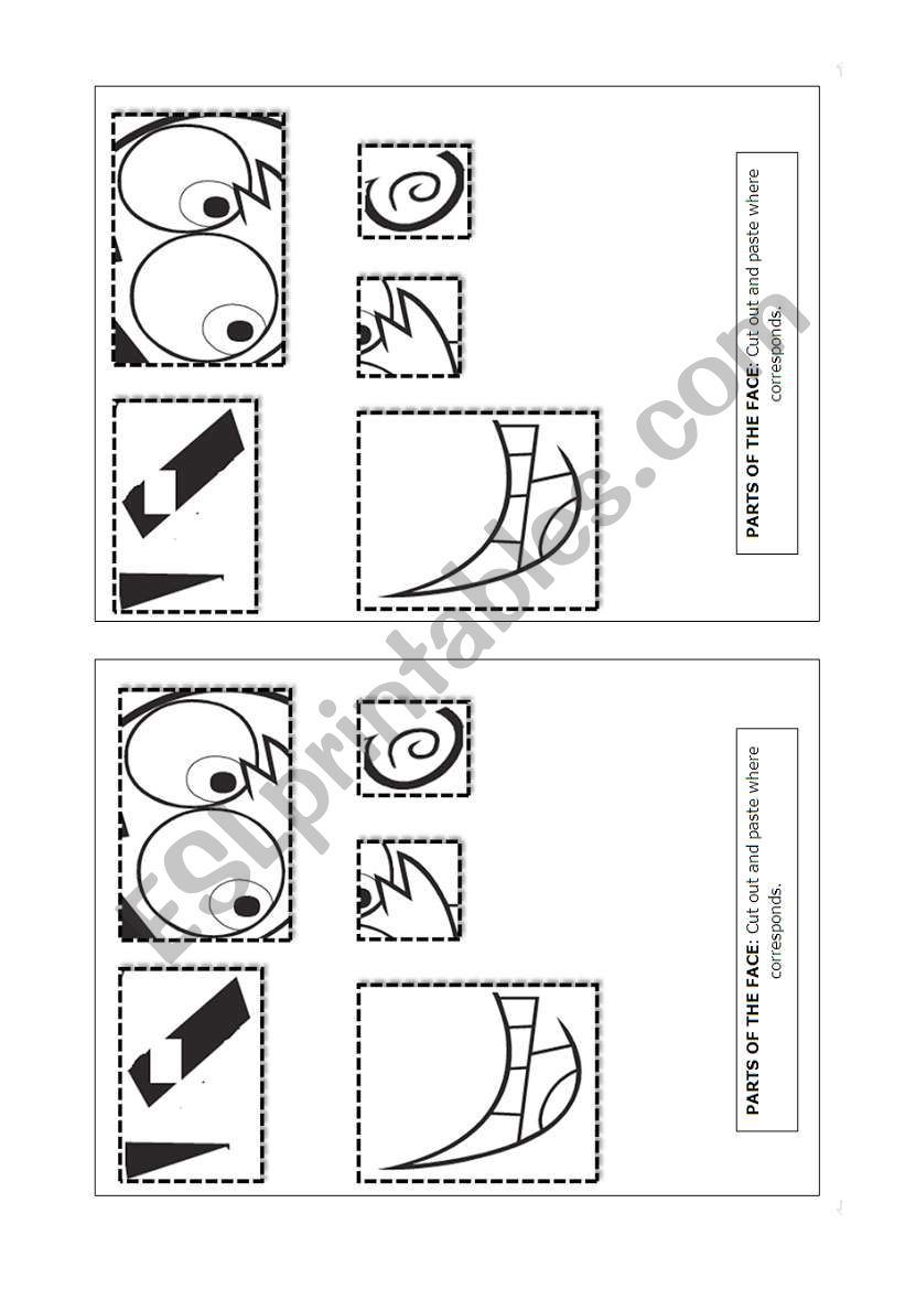 Parts of the face 2 worksheet