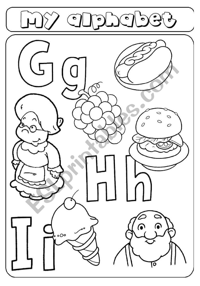 My alphabet - letters g,h,i worksheet