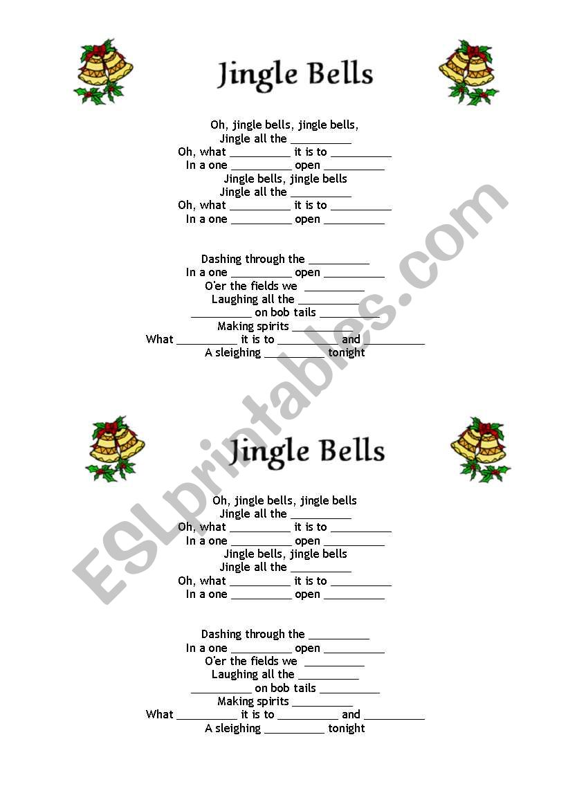 Jingle Bells fill in the gaps worksheet