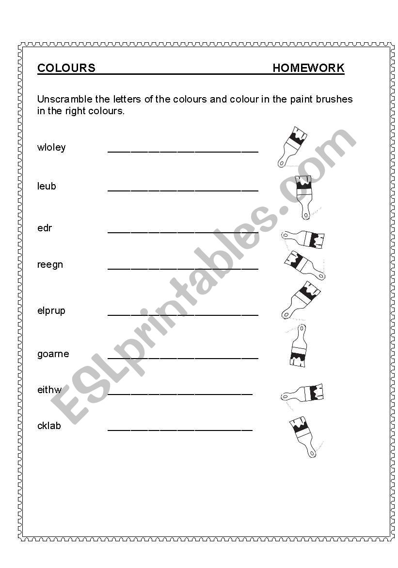 Colours worksheet