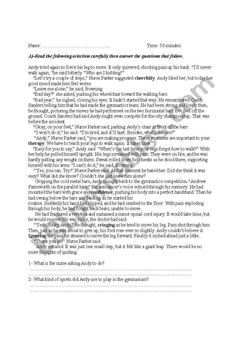 reading Comprehension worksheet