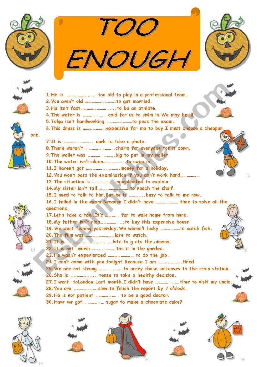 too-enough worksheet