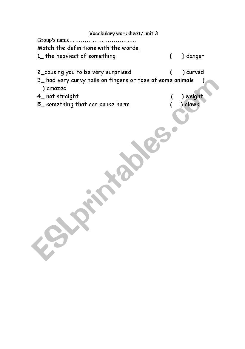 vocab worksheet worksheet