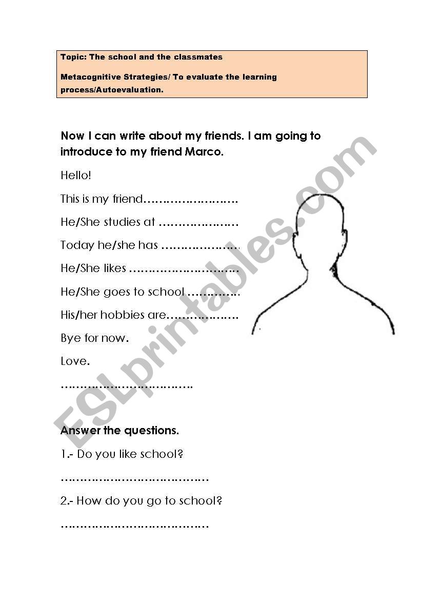 Autoevaluation worksheet