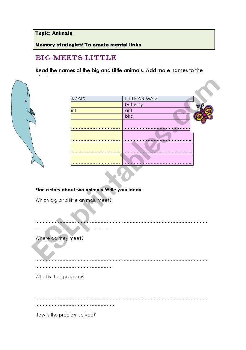 Big and small animals worksheet