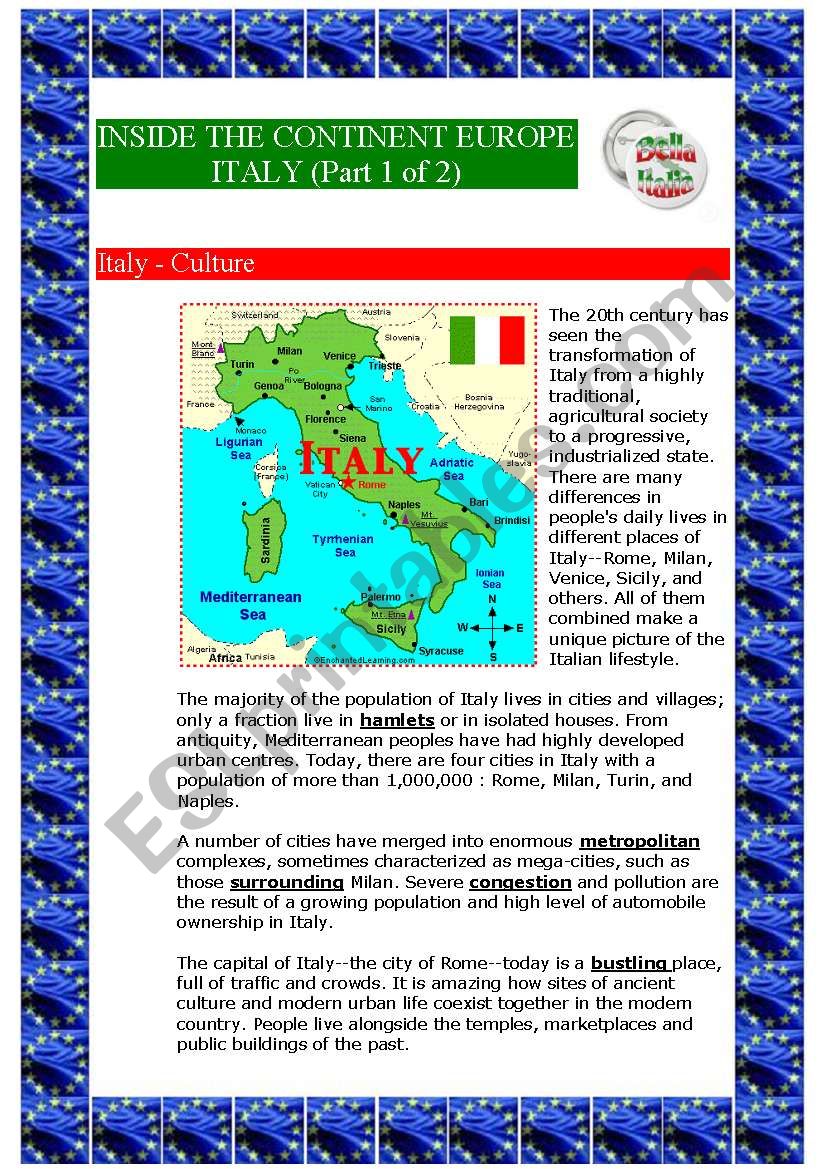 Inside the continent Europe - Italy (Part 1 of 2) (6 pages)