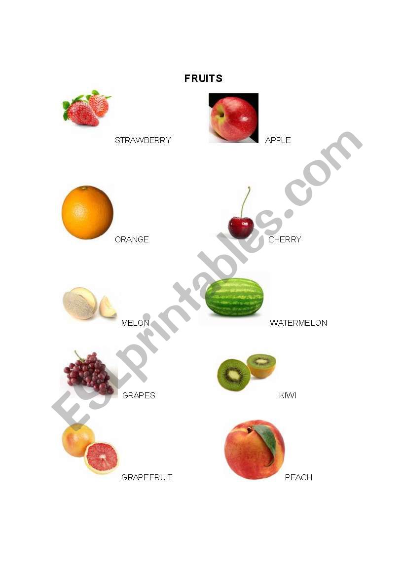 FRUITS worksheet