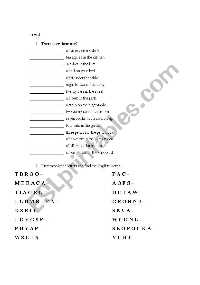 Elementary revision worksheet