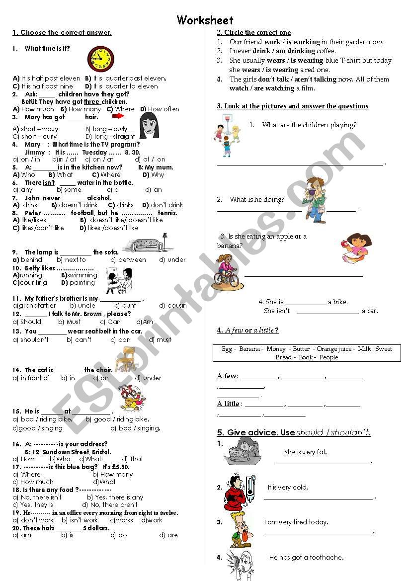 Worksheet for beginners worksheet