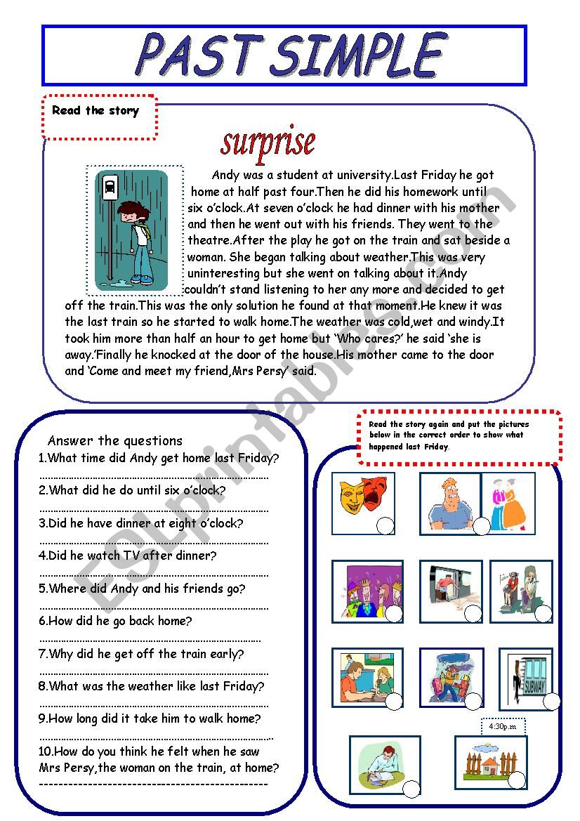 Simple Past Tense Reading Worksheets