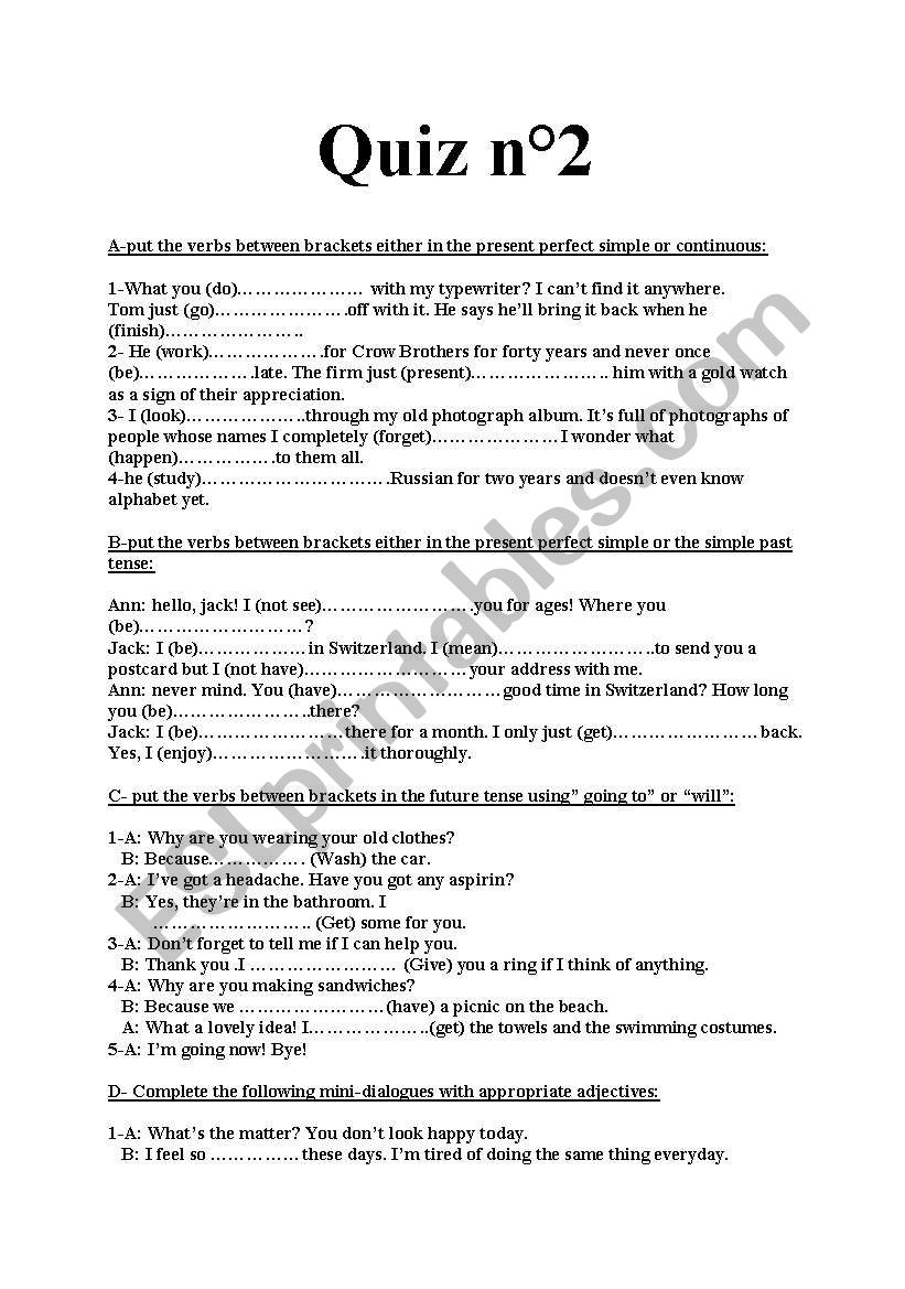 quiz worksheet