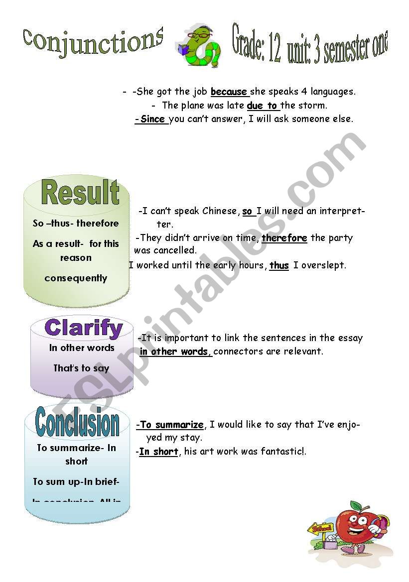 CONJUNCTIONS worksheet