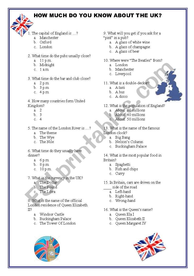 How do you know about UK? worksheet